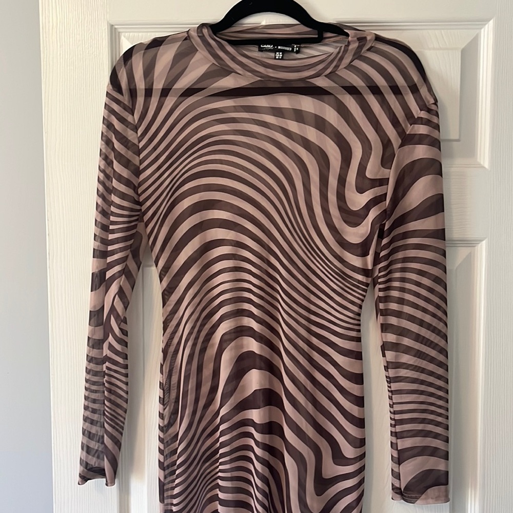 CARLI BYBEL MISSGUIDED MESH MIDI DRESS COLLABORATION US 12 ZEBRA PRINT